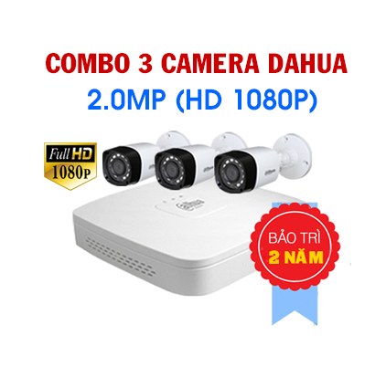 Trọn bộ 3 Camera Dahua /Hikvision 2.0MP Giá 5.700.000 đ