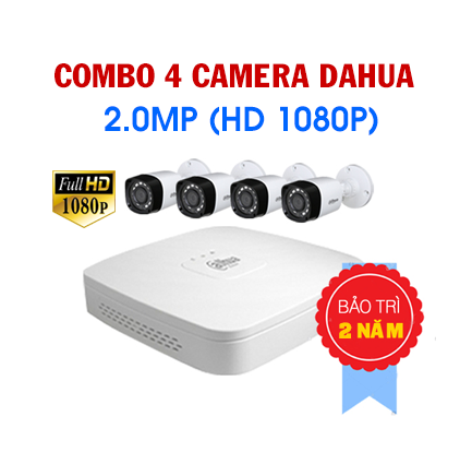 Trọn bộ 4 Camera Dahua / Hikvision 2.0MP Giá 6.900.000đ
